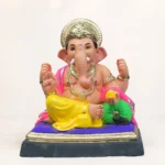 Mitti Ke Ganpati Murti 12 inch eco-friendly clay Ganesh idol in multicolor handcrafted for Ganesh Chaturthi celebrations