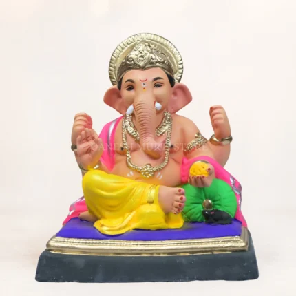 Mitti Ke Ganpati Murti 12 inch eco-friendly clay Ganesh idol in multicolor handcrafted for Ganesh Chaturthi celebrations