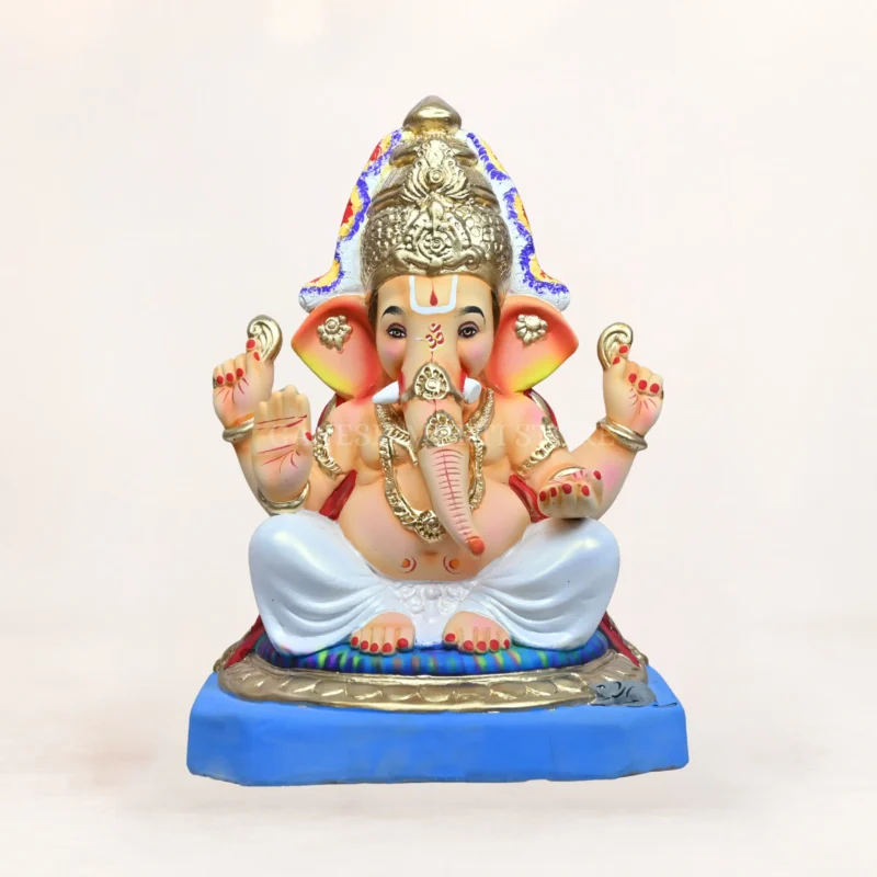 Tirupati Balaji White 15 inch eco friendly Ganpati idol handcrafted from Shadhu Mati for Ganesh Chaturthi celebrations