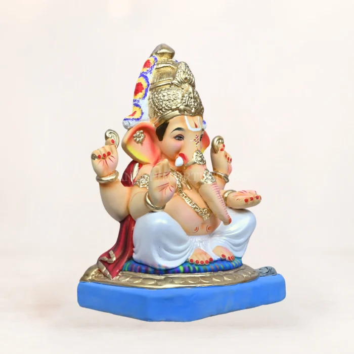 Traditional Tirupati Balaji White 15 inch eco friendly Ganpati idol handcrafted from Shadhu Mati for home worship