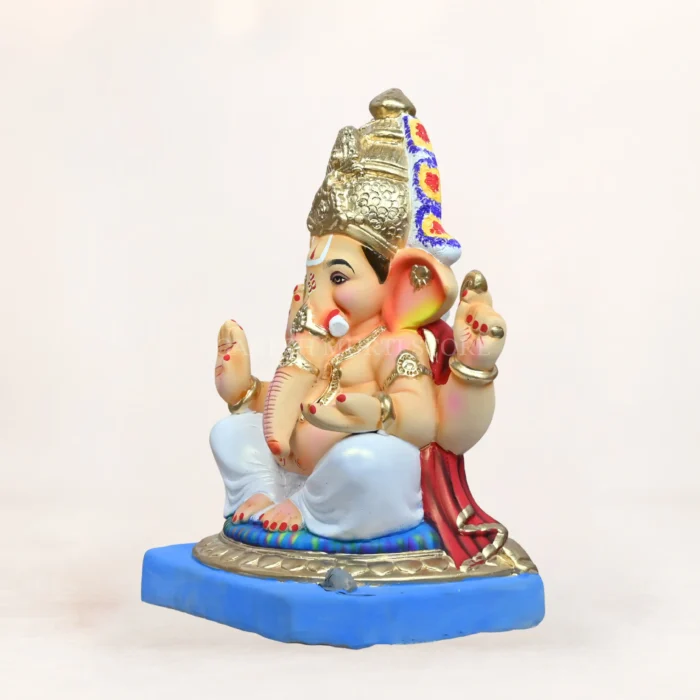 Buy Tirupati Balaji White 15 inch eco friendly Ganpati idol with vibrant multi-color finish made of Shadhu Mati