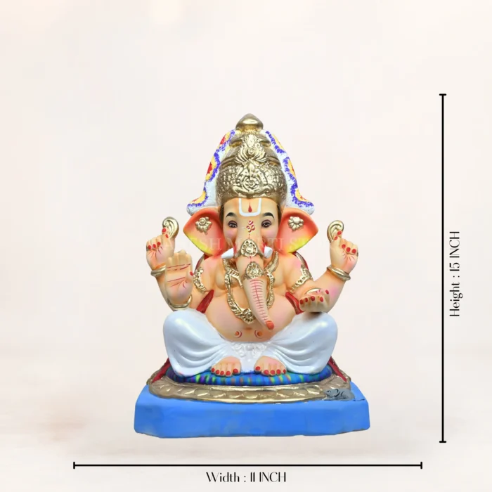 Handmade Tirupati Balaji White 15 inch eco friendly Ganpati idol made from natural Shadhu Mati