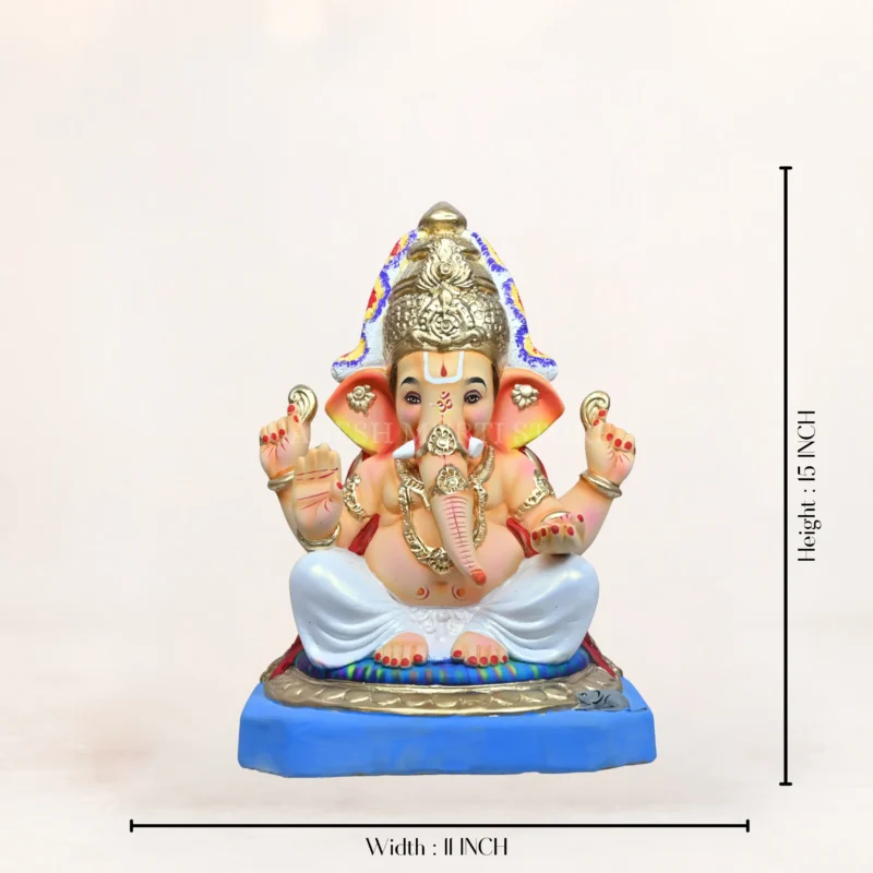 Handmade Tirupati Balaji White 15 inch eco friendly Ganpati idol made from natural Shadhu Mati