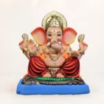 Close-up of Varadvinayak Red Dhoti 15 Inch Eco-Friendly Ganpati Idol with premium handcrafted detailing.