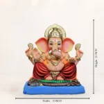 Side angle of Varadvinayak Red Dhoti 15 Inch Eco-Friendly Ganpati Murti handcrafted from natural clay.