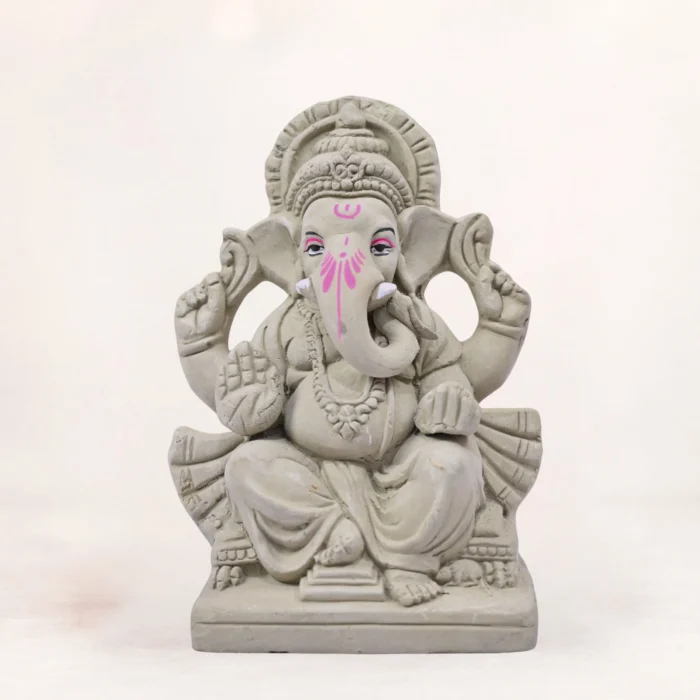 6 inch eco friendly Gandhipa clay Ganpati idol for Ganesh Chaturthi