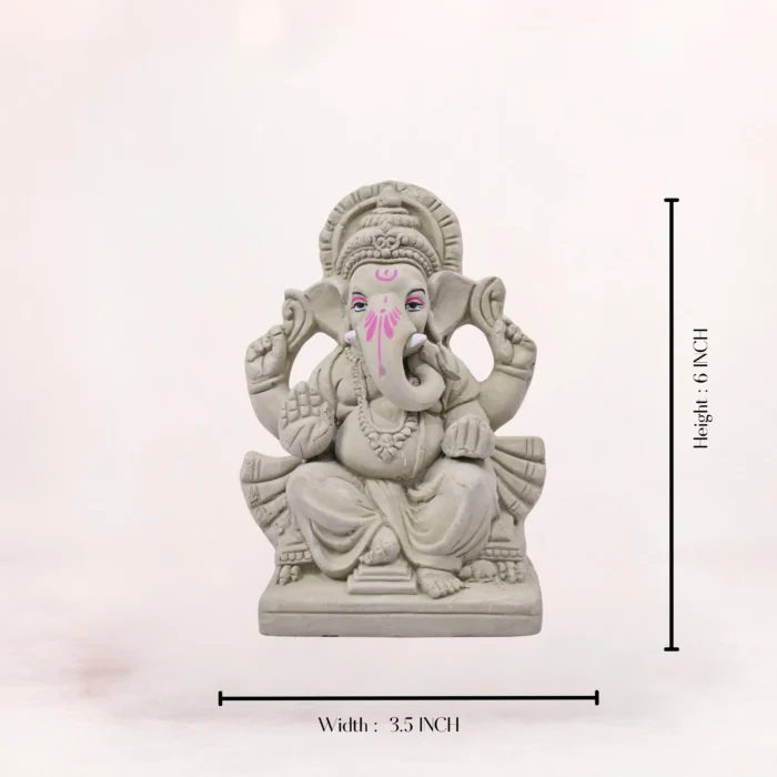 6 inch Gandhipa eco friendly clay Ganpati idol side view for Ganesh Chaturthi