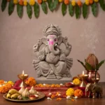 6 inch Gandhipa eco friendly clay Ganpati idol side view for Ganesh Chaturthi