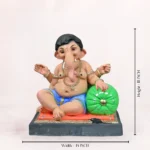Handcrafted Aasan Load Blue Dhoti 18 Inch Eco Friendly Ganpati Idol in Delhi Made of Shadu Mati Clay