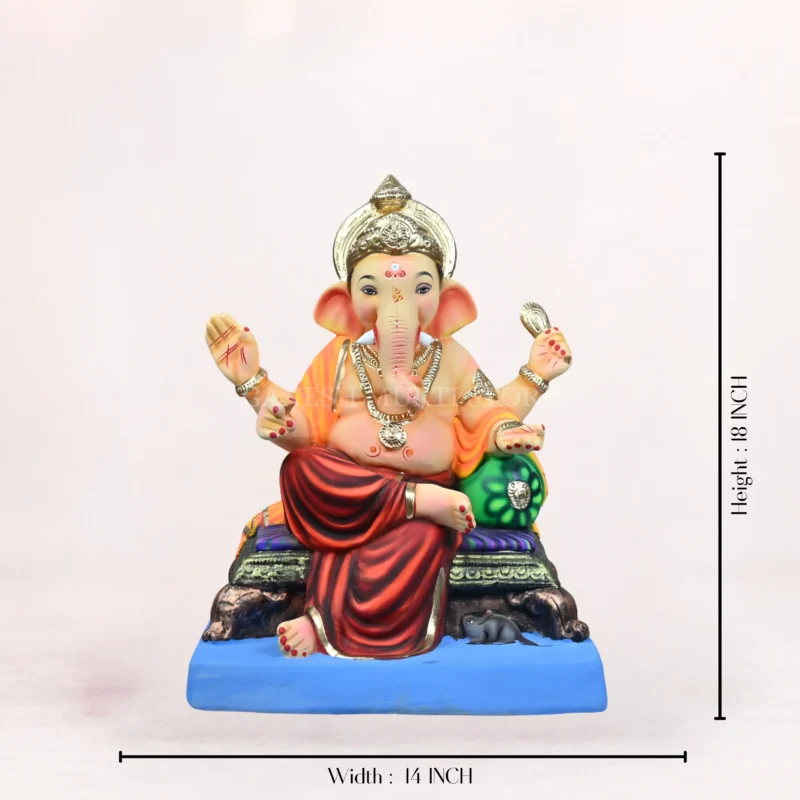 Furniture H Load Red 18 Inch Eco Friendly Ganpati Idol Close Up Shadu Mati clay