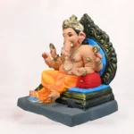 18 inch Kichi Prabhaval eco friendly Ganpati idol with yellow dhoti shadu clay ganesh murti