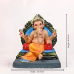 18 inch Kichi Prabhaval eco friendly Ganpati idol with yellow dhoti shadu clay ganesh murti SZ