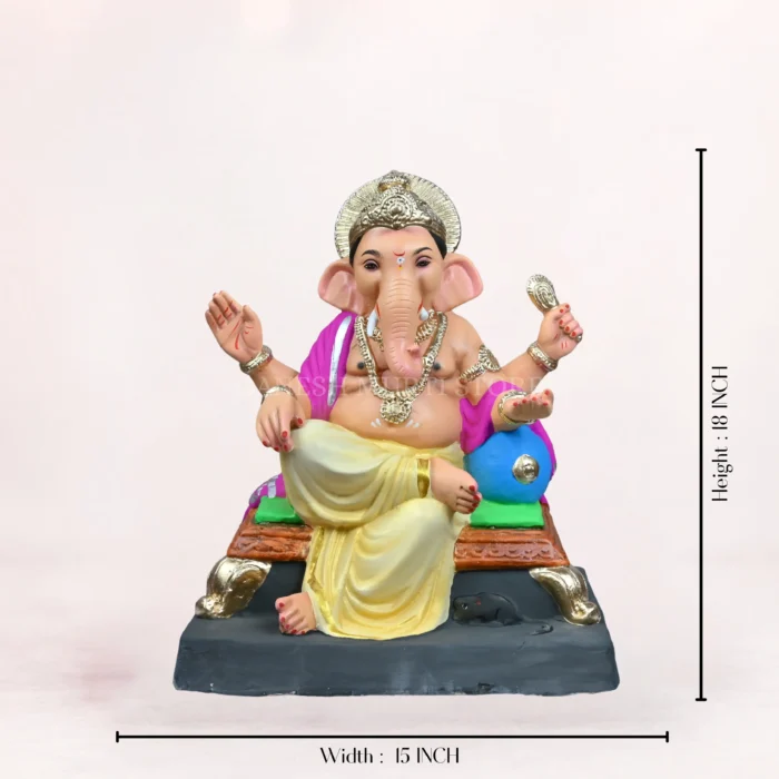 Koach Load Light Yellow 18 Inch Eco-Friendly Ganpati Idol