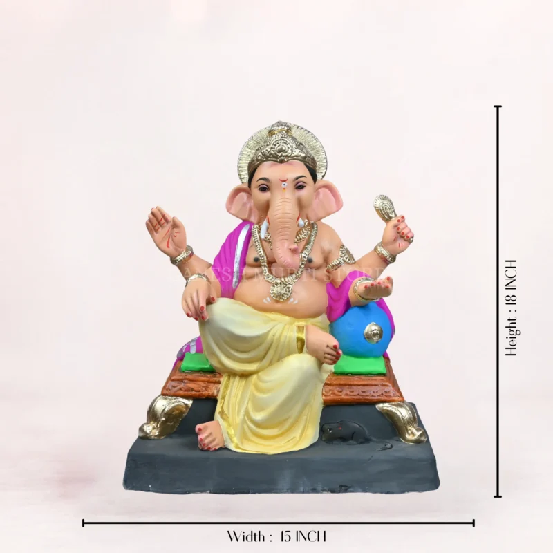 Koach Load Light Yellow 18 Inch Eco-Friendly Ganpati Idol