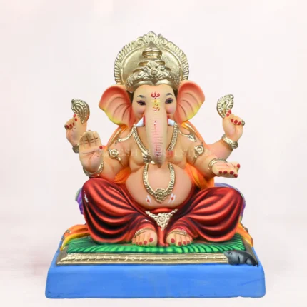 Eco friendly ganesh murti in delhi - Mahisuri Double Load Red 18 Inch Ganpati Idol.