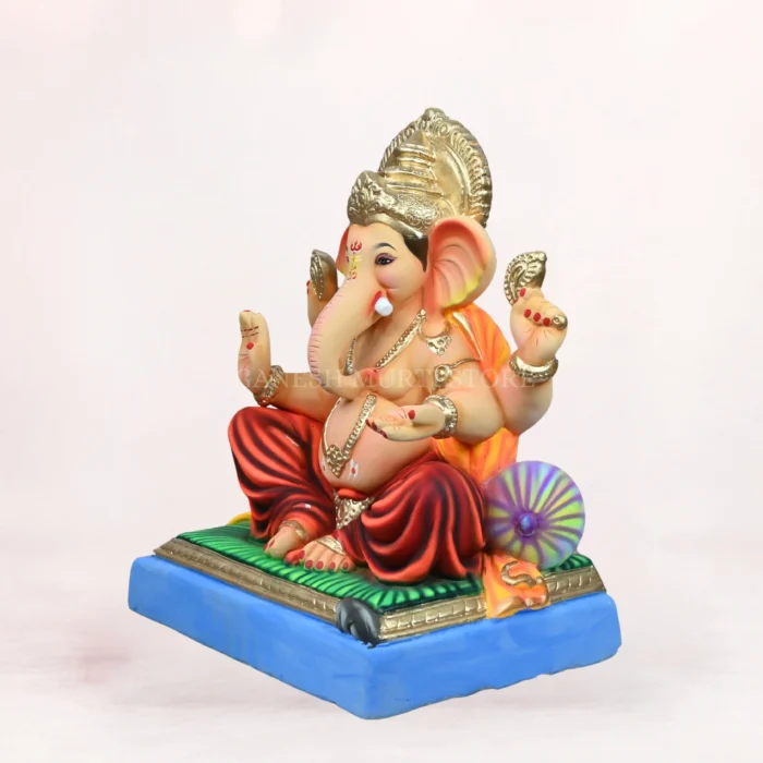 Eco friendly ganesh murti in delhi - Mahisuri Double Load Red 18 Inch Ganpati Idol.