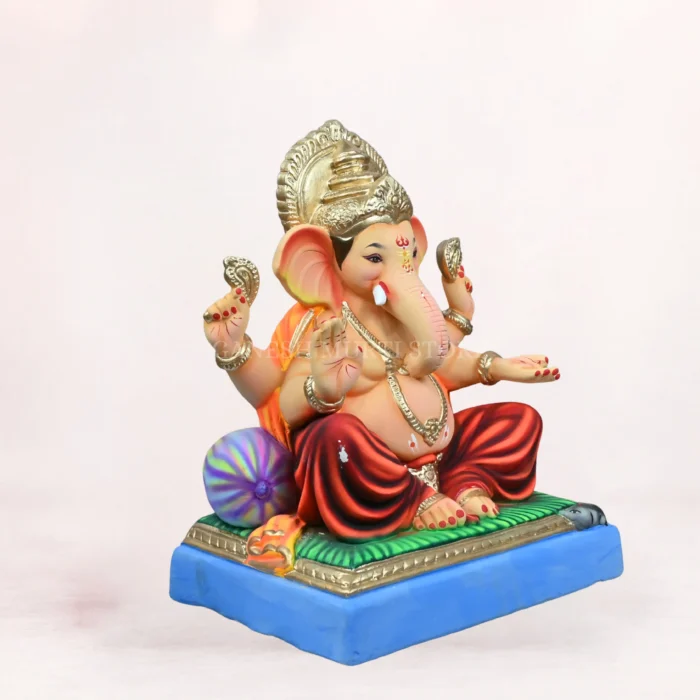 Eco friendly ganesh murti in delhi - Mahisuri Double Load Red 18 Inch Ganpati Idol.
