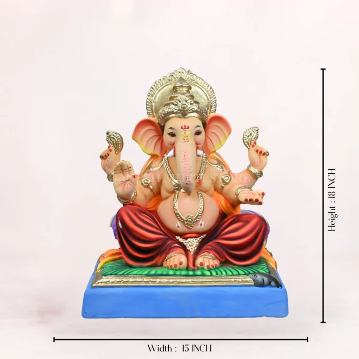 Eco friendly ganesh murti in delhi - Mahisuri Duble Load Red 18 Inch Eco Friendly Ganpati Idol.