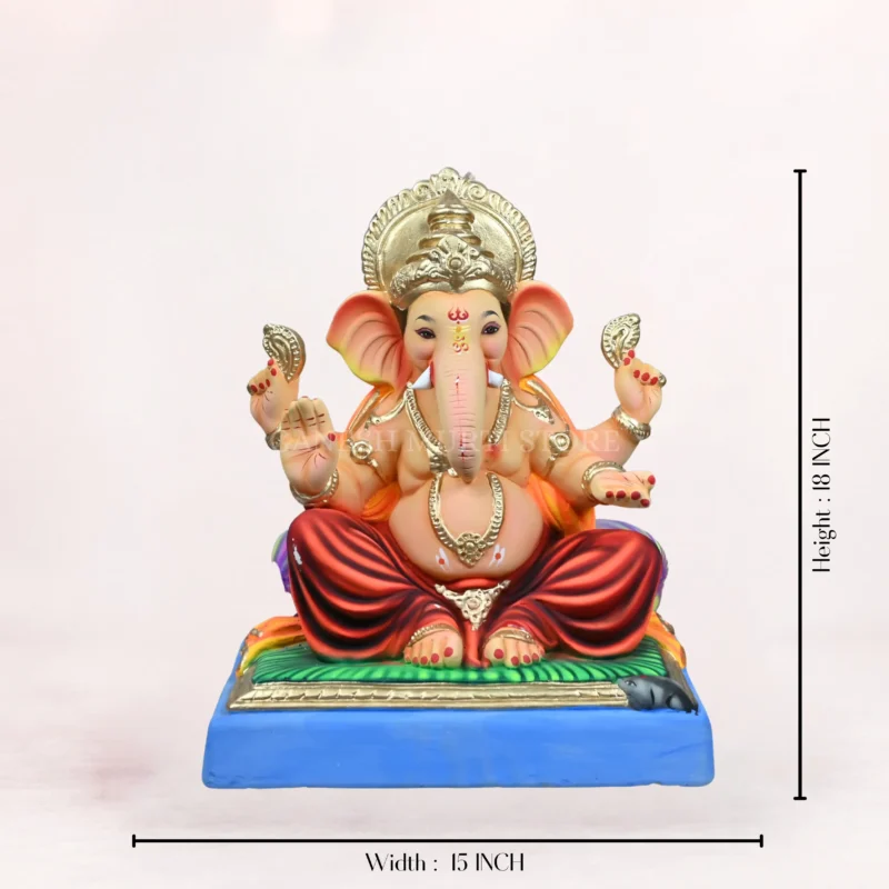 Eco friendly ganesh murti in delhi - Mahisuri Duble Load Red 18 Inch Eco Friendly Ganpati Idol.