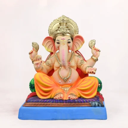 Mahisuri Double Load Yellow 18 Inch Eco-Friendly Ganpati Idol