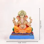 Close up zoom view of Mahisuri Double Load Yellow 18 Inch Eco Friendly Ganpati Idol Shadu Mati clay