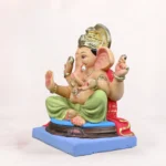 Peshwa Load Light Green 18 Inch Eco Friendly Ganpati Idol Side Angle Shadu Mati clay