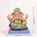 Peshwa Load Light Green 18 Inch Eco Friendly Ganpati Idol Close Up Shadu Mati clay