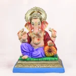 Handcrafted Peshwai Load Light Purple Dhoti 20 Inch Eco-Friendly Ganpati Idol made from natural Shadu Mati clay.