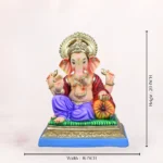 Zoomed-in close-up view highlighting the intricate ornaments and detailed facial features of the Peshwai Load Light Purple Dhoti 20 Inch Eco-Friendly Ganpati Idol.