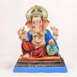 Handcrafted Peshwai Load Red Dhoti 20 Inch Eco-Friendly Ganpati Idol made from natural Shadu Mati clay.