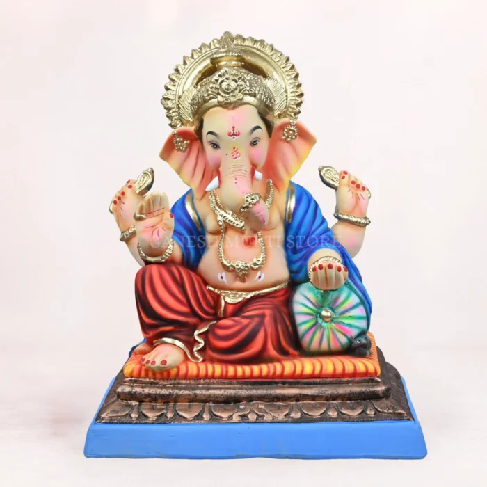 Peshwai Load Red Dhoti 20 inch Eco-Friendly Ganpati Idol Handcrafted Peshwai Load Red Dhoti 20 Inch Eco-Friendly Ganpati Idol made from natural Shadu Mati clay.