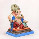 Handcrafted Peshwai Load Red Dhoti 20 Inch Eco-Friendly Ganpati Idol made from natural Shadu Mati clay.
