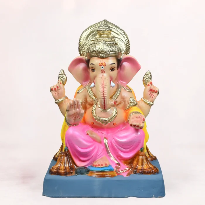 Philips Pink Dhoti 20 inch Eco Friendly Ganpati Idol Handcrafted Philips Pink Dhoti 20 inch Eco Friendly Ganpati Idol made from natural Shadu Mati clay.