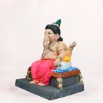 Raja Bal Pink Load 18 Inch Eco Friendly Ganesh Idol Side Angle Shadu Mati clay