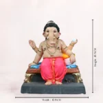Raja Bal Pink Load 18 Inch Eco Friendly Ganesh Idol Close Up Shadu Mati clay