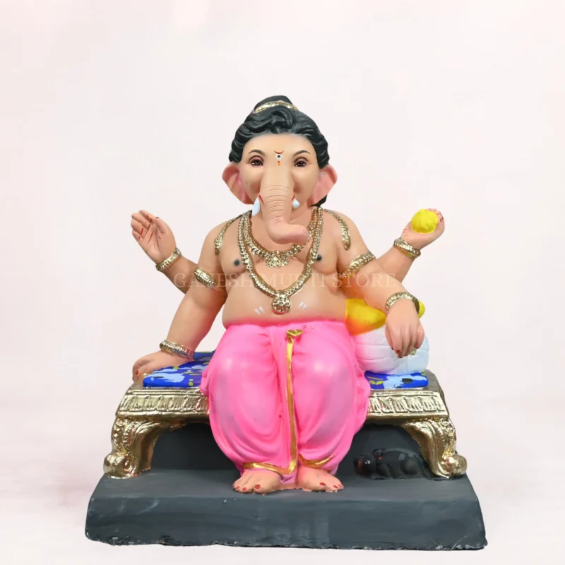 Raja Bal light Pink Load 18 Inch Eco Friendly Ganesh Idol Shadu Mati clay