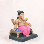 Raja Bal light Pink Load 18 Inch Eco Friendly Ganesh Idol Side Angle Shadu Mati clay