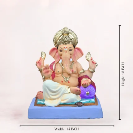 Shivrekar N Load White Dhoti 18 Inch Eco Friendly Ganpati Murti Close Up Shadu Mati clay