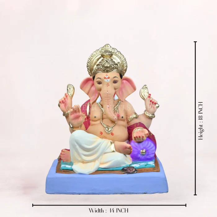 Shivrekar N Load White Dhoti 18 Inch Eco Friendly Ganpati Murti Close Up Shadu Mati clay
