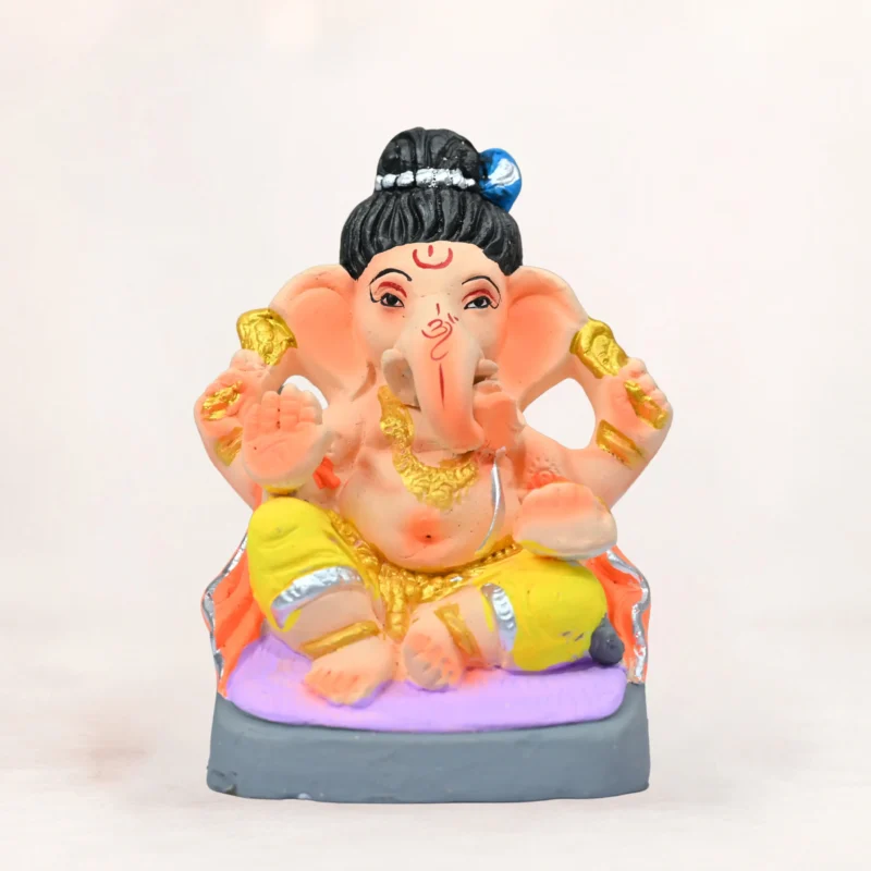 Handcrafted 6 Inch Eco-Friendly Ekadanta Ganpati Idol made from natural clay