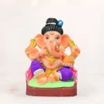 6 Inch Ekadanta Purple Dhoti Eco-Friendly Clay Ganpati Idol made from natural Shadu Mati