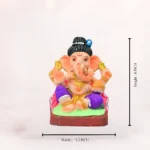 Hand-painted 6 Inch Ekadanta Purple Dhoti Eco-Friendly Clay Ganpati Idol decorated with non-toxic colors