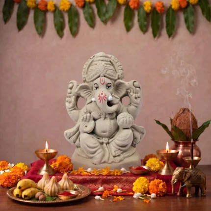 6 Inch Mangala Murti Eco-Friendly Clay Ganpati Idol for Home Visarjan