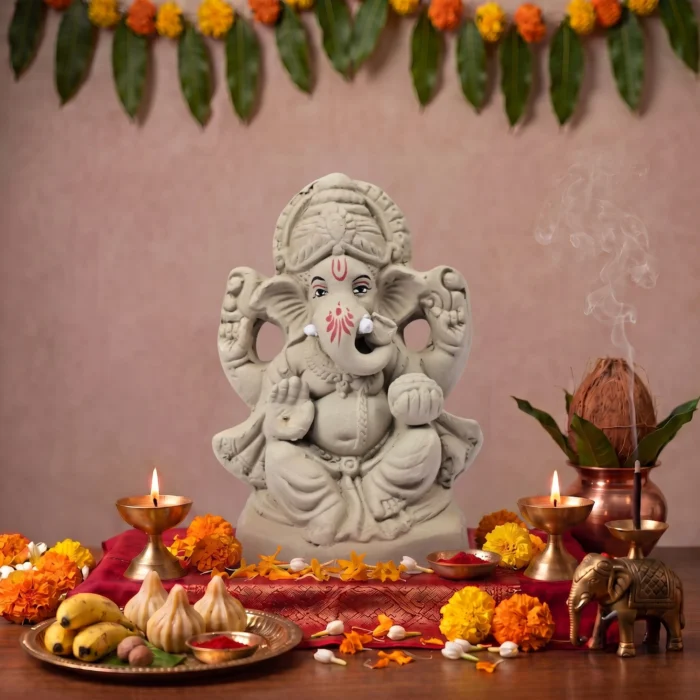 6 Inch Mangala murti Eco-Friendly Ganpati 3 6 Inch Mangala Murti Eco-Friendly Clay Ganpati Idol for Home Visarjan