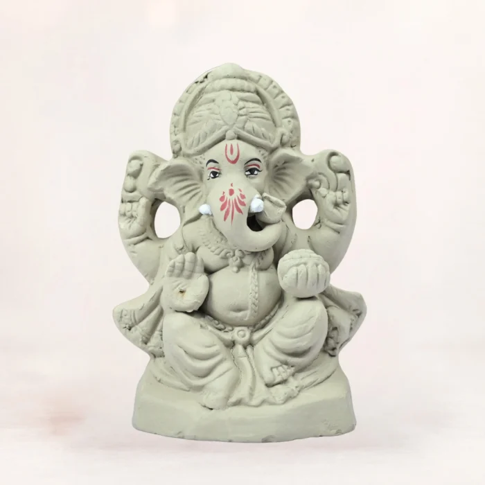 Unpainted 6 Inch Mangala Murti Eco-Friendly Clay Ganpati Idol made from natural Shadu Mati
