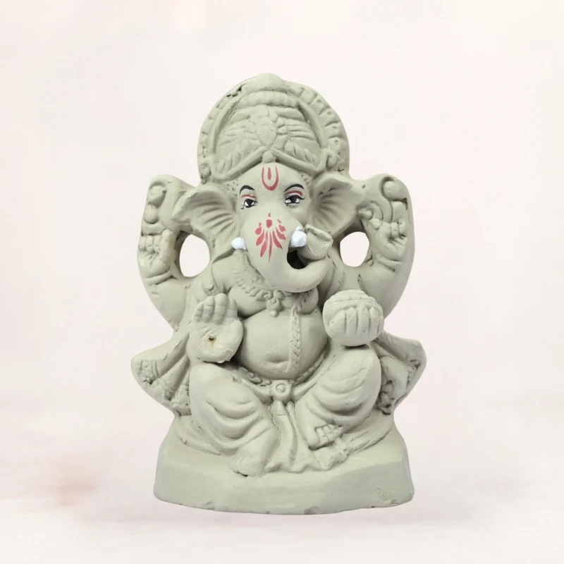 Unpainted 6 Inch Mangala Murti Eco-Friendly Clay Ganpati Idol made from natural Shadu Mati