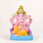 6 Inch Vishwanetra Eco-Friendly Clay Ganpati Idol in decorated festive setup
